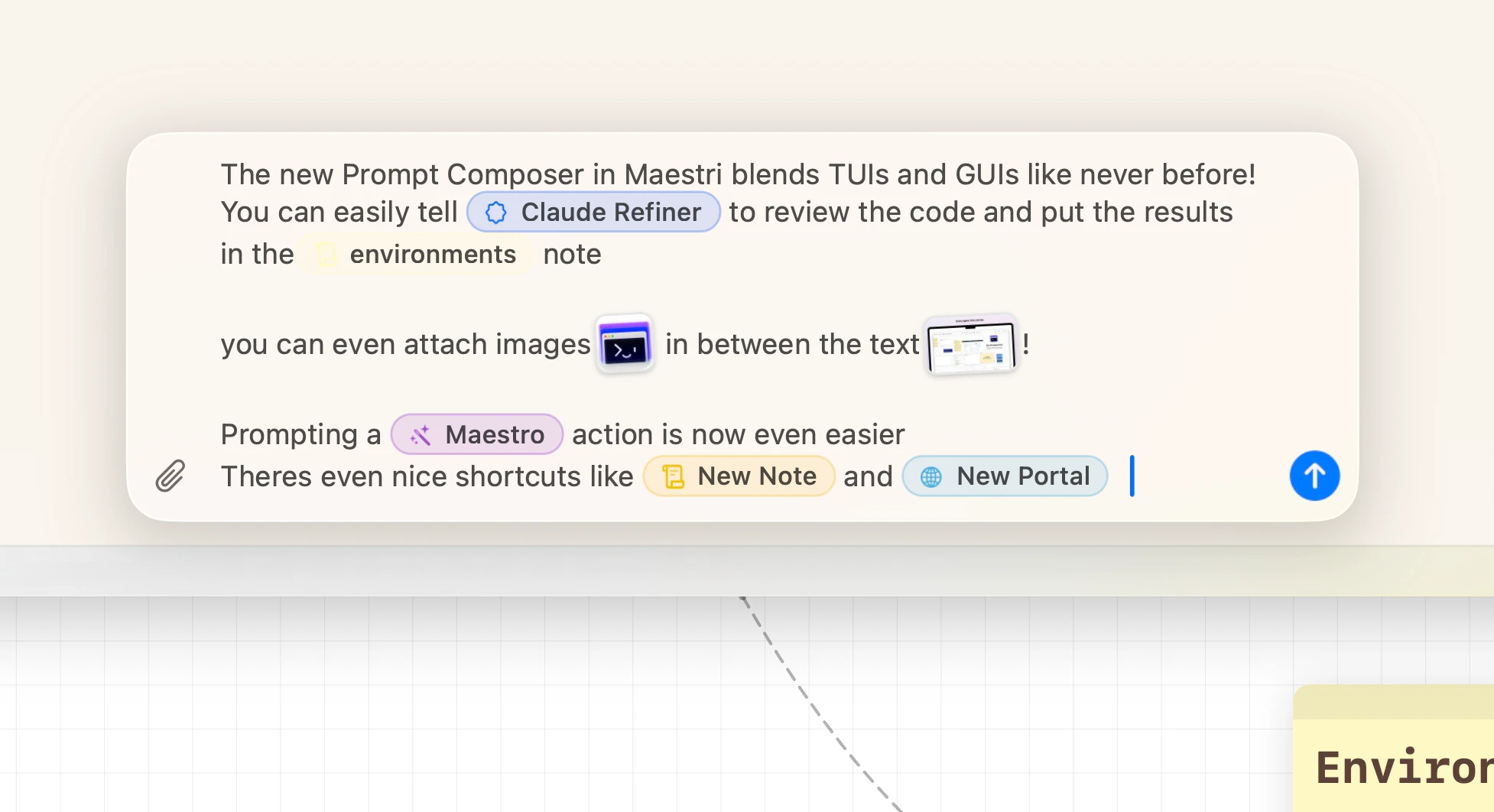 Prompt Composer floating over a terminal with a prompt being written